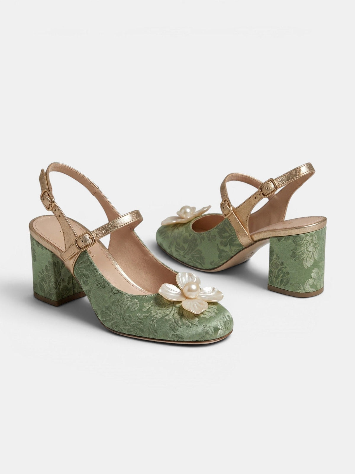 Gleamond | Women's Square Toe Slingback Pumps with Block Heel Gleamond