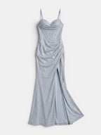 Gleamond | Women's Corset Maxi Dress with Side Split and Shoulder Straps Gleamond