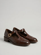 Gleamond | Women's T-Strap Mary Jane Flat Shoes with Brogue Detail Gleamond