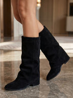 Gleamond | Women's Textured Mid Calf Boots Gleamond