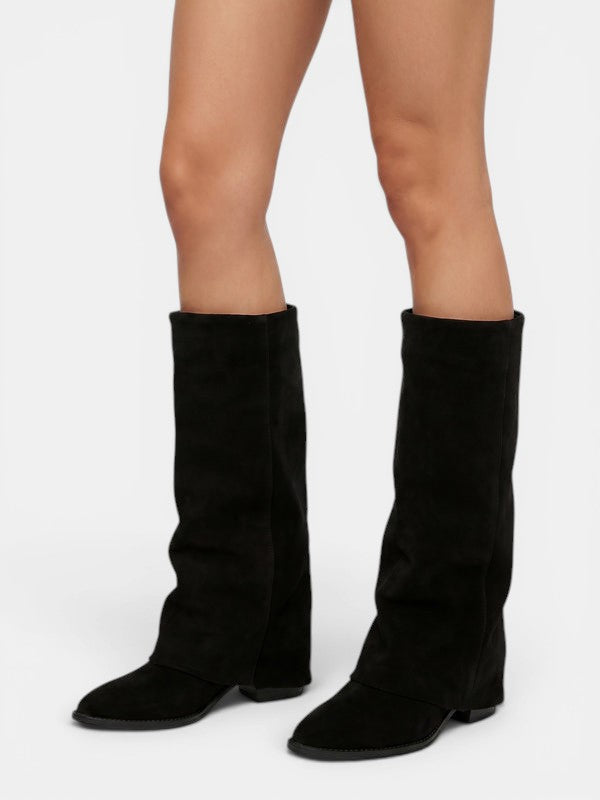 Gleamond | Women's Textured Mid Calf Boots Gleamond