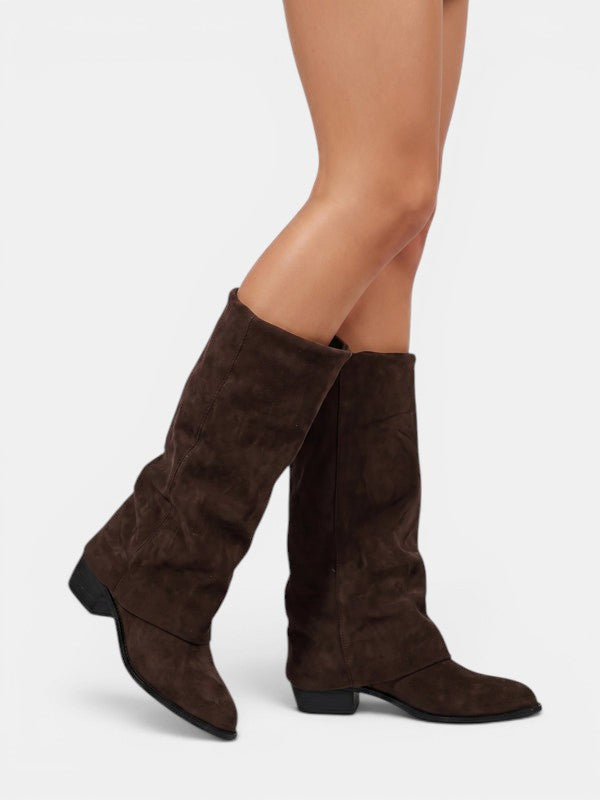 Gleamond | Women's Textured Mid Calf Boots Gleamond