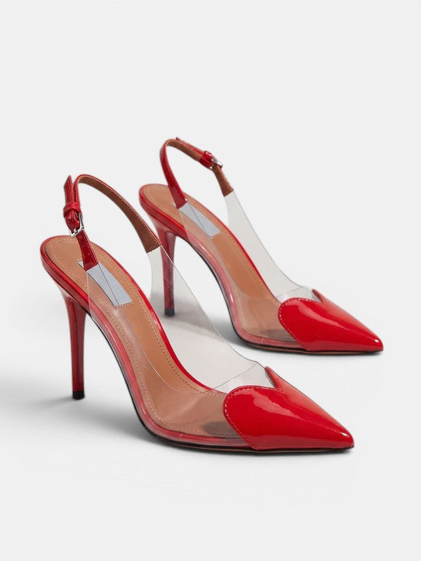 Gleamond | Women's Transparent Slingback High Heel Pumps Gleamond