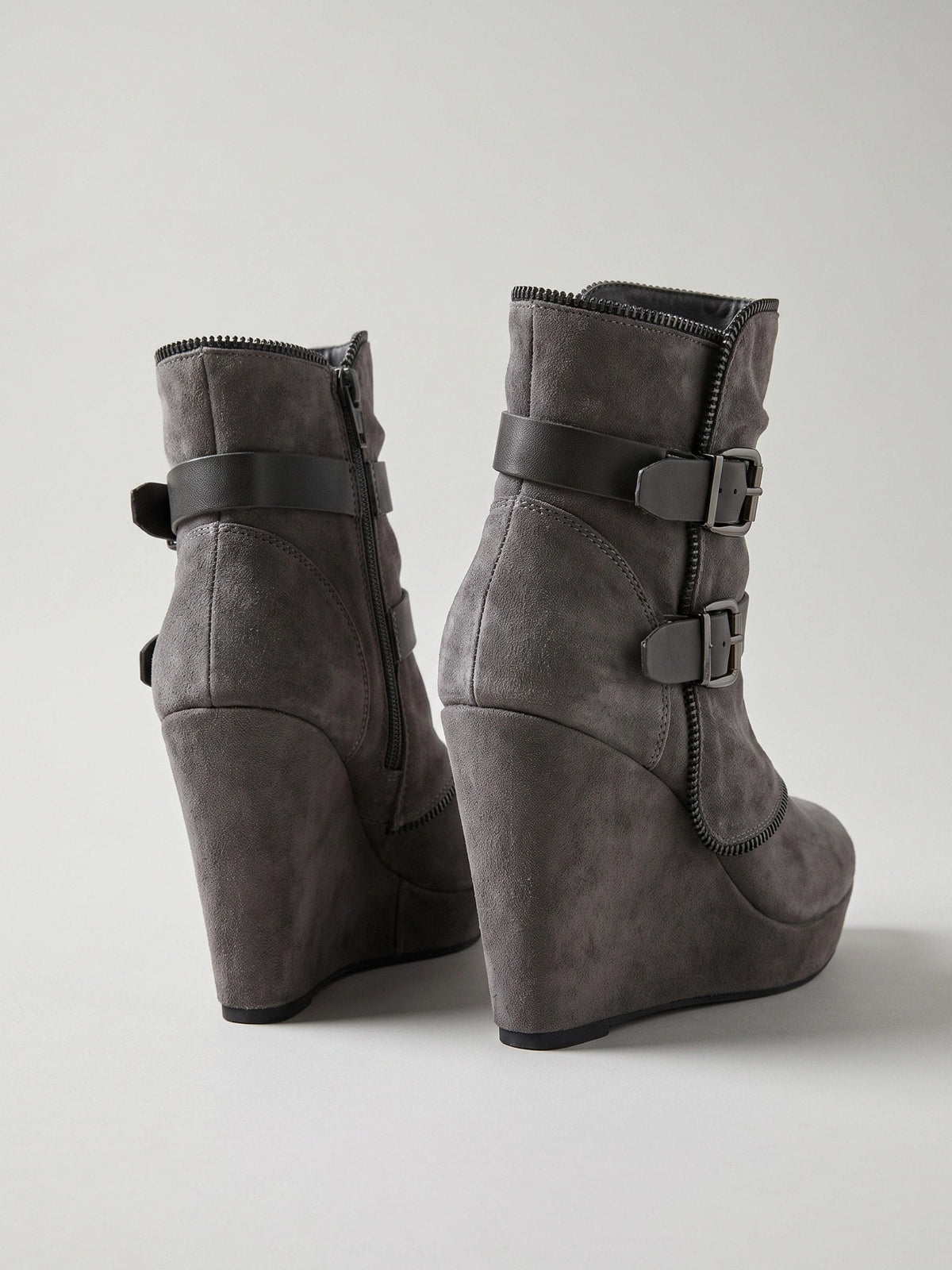 Gleamond | Women's Wedge Ankle Boots with Double Buckle Gleamond