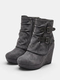 Gleamond | Women's Wedge Ankle Boots with Double Buckle Gleamond