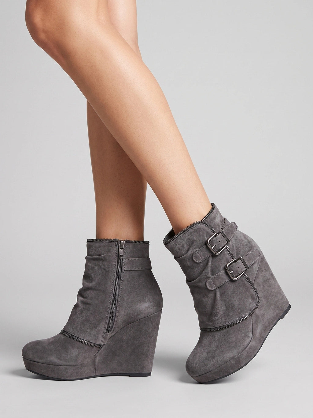 Gleamond | Women's Wedge Ankle Boots with Double Buckle Gleamond