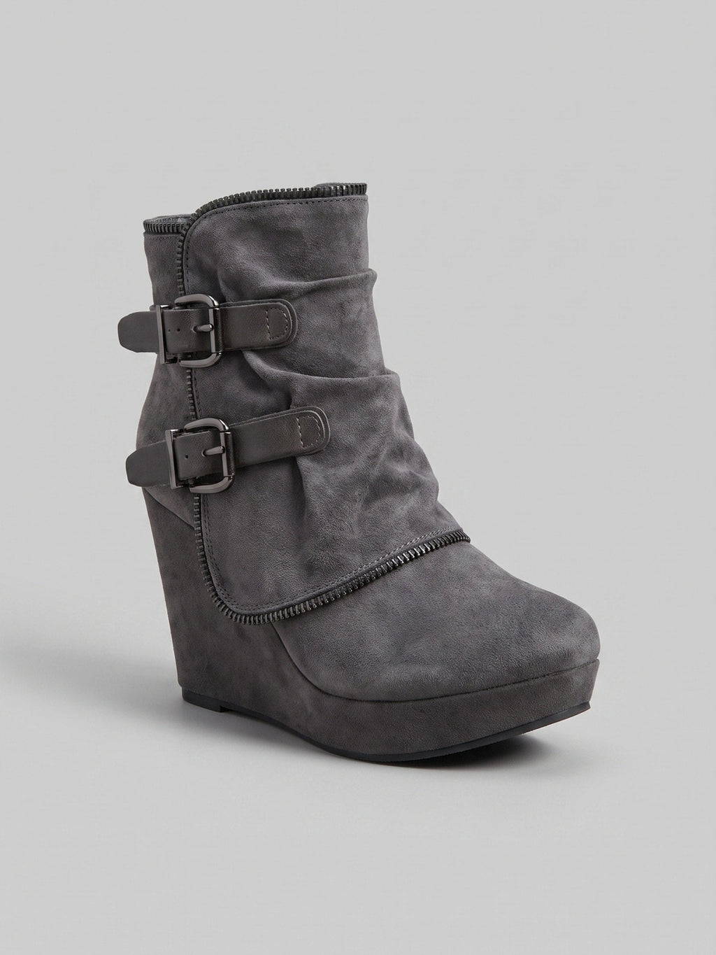 Gleamond | Women's Wedge Ankle Boots with Double Buckle Gleamond