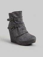 Gleamond | Women's Wedge Ankle Boots with Double Buckle Gleamond