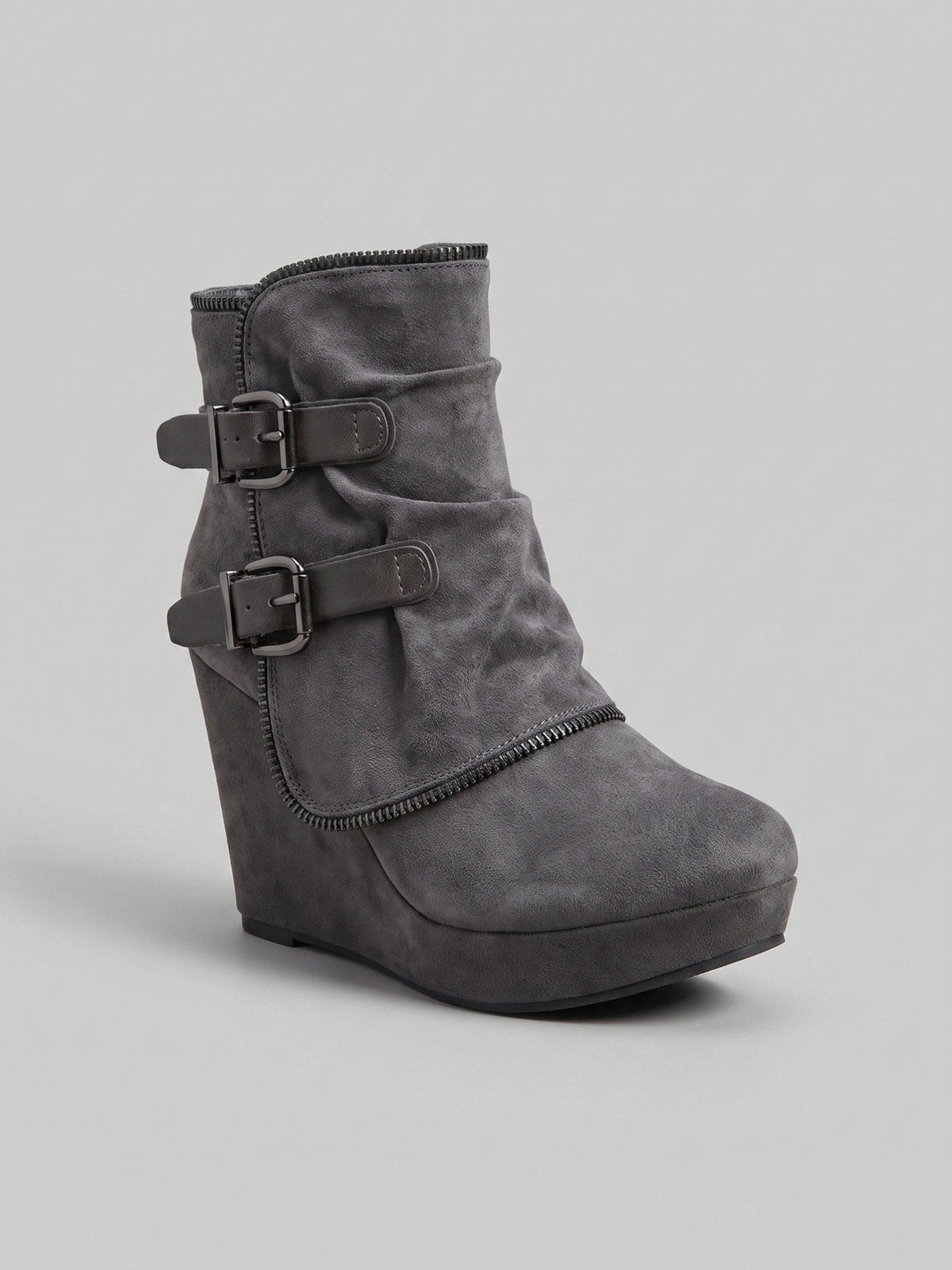 Gleamond | Women's Wedge Ankle Boots with Double Buckle Gleamond