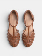 Gleamond | Women's Woven Leather Block Heel Sandals Gleamond