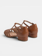 Gleamond | Women's Woven Leather Block Heel Sandals Gleamond
