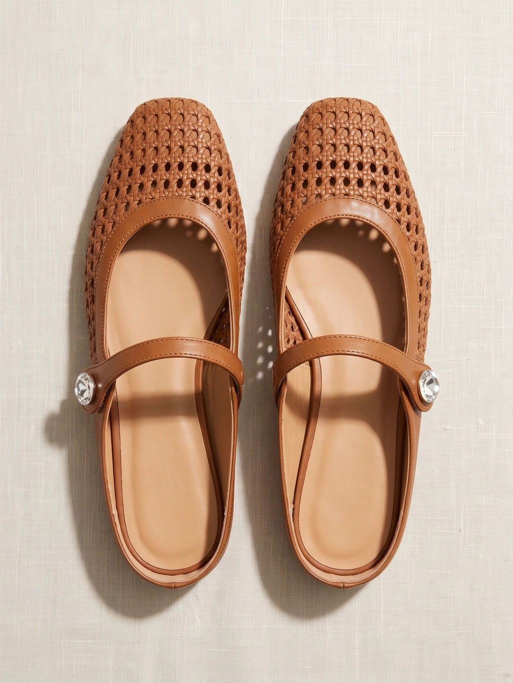 Gleamond | Women's Woven Mule Flats with Mary Jane Strap Gleamond
