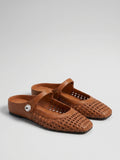Gleamond | Women's Woven Mule Flats with Mary Jane Strap Gleamond