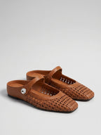 Gleamond | Women's Woven Mule Flats with Mary Jane Strap Gleamond