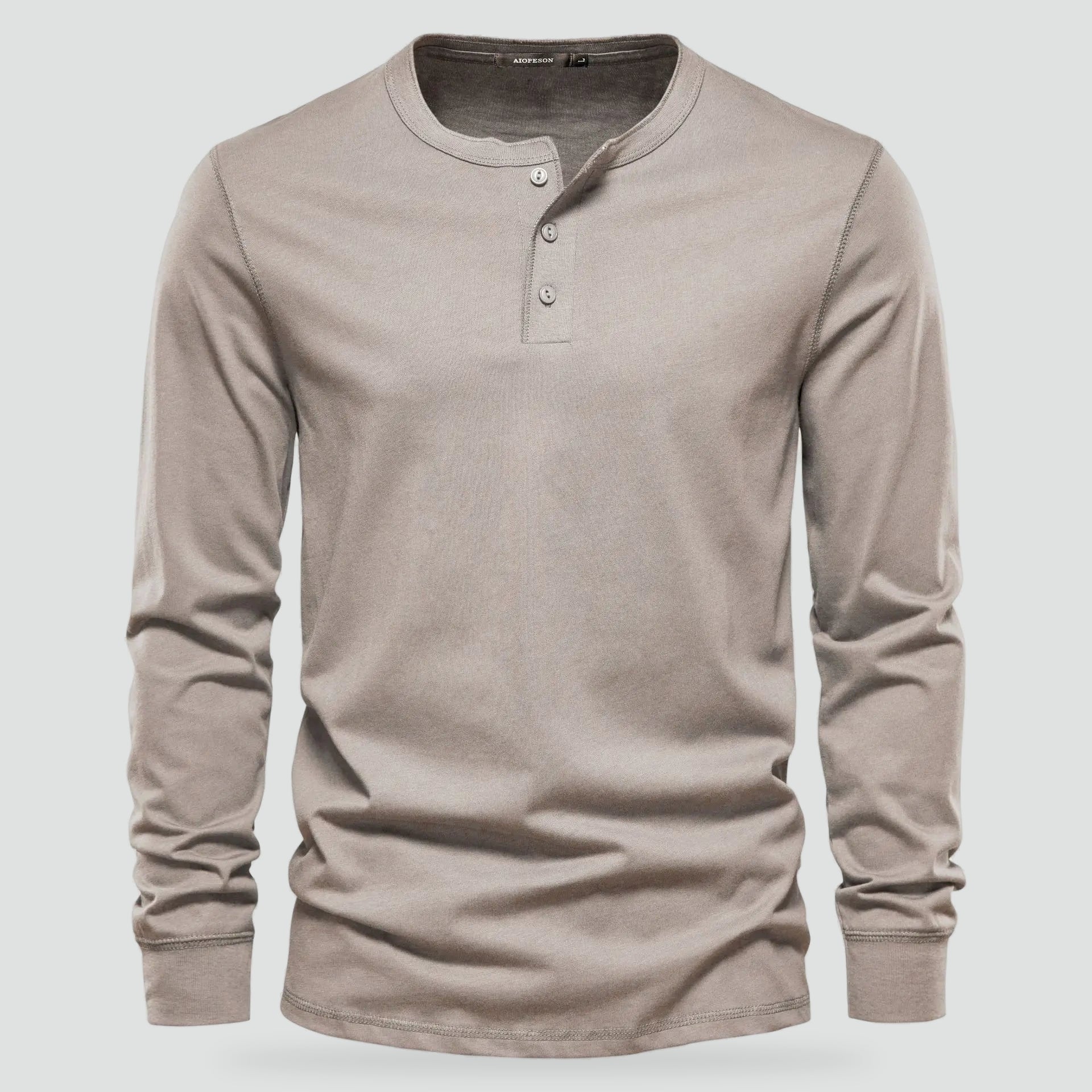 Men's Long Sleeve Henley Shirt with Button Closure for Casual Wear