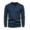 Men's Long Sleeve Henley Shirt with Button Closure for Casual Wear