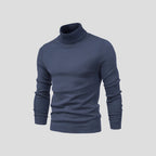 Men's Fitted Turtleneck Sweater with Ribbed Cuffs for Versatile Style