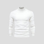 Men's Fitted Turtleneck Sweater with Ribbed Cuffs for Versatile Style