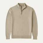Men's Slim Fit Fine Knit Half-Zip Sweater with Low Mock Collar and Two-Tone Zipper