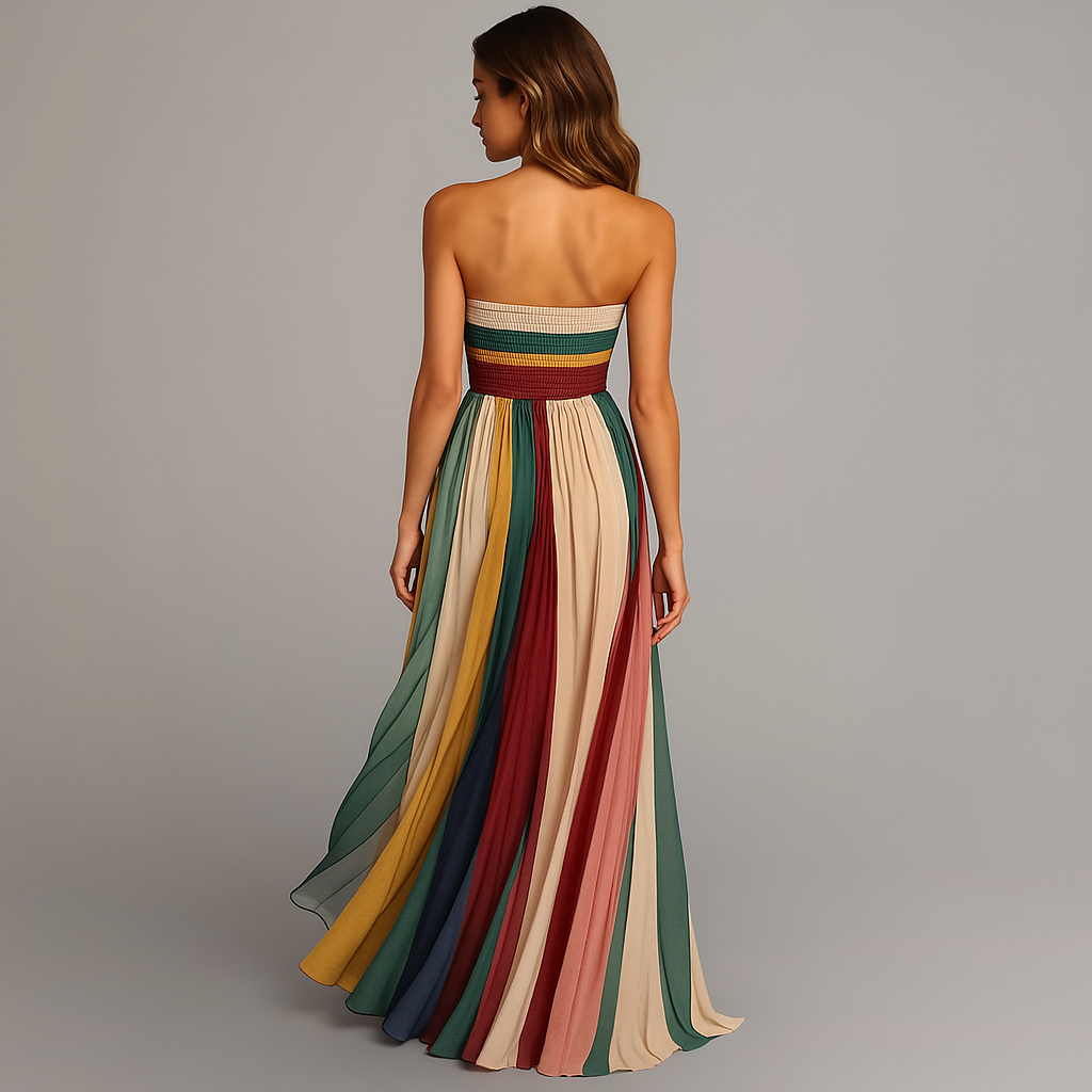 Strapless Pleated Maxi Dress for Effortless Everyday Elegance