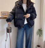 High Neck Hooded Puffer Jacket for Women