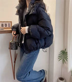 High Neck Hooded Puffer Jacket for Women