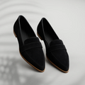 Pointed Toe Suede Penny Loafers for Women - Slip-On Flat Design