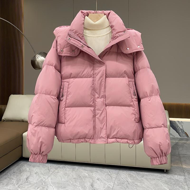 High Neck Hooded Puffer Jacket for Women