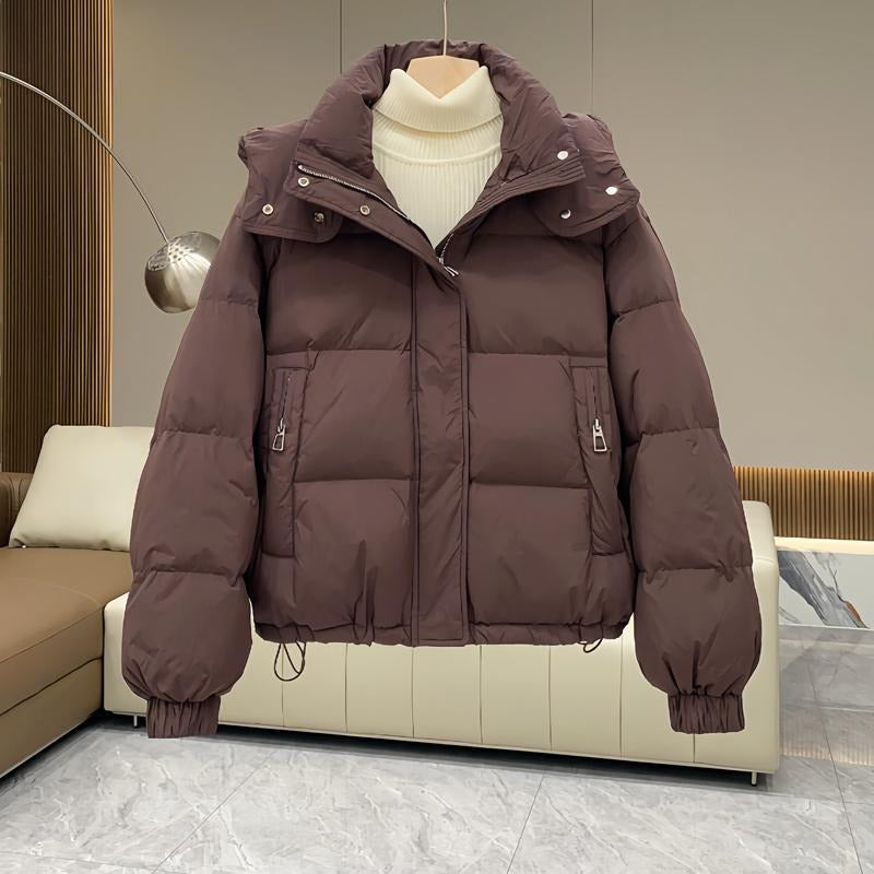 High Neck Hooded Puffer Jacket for Women