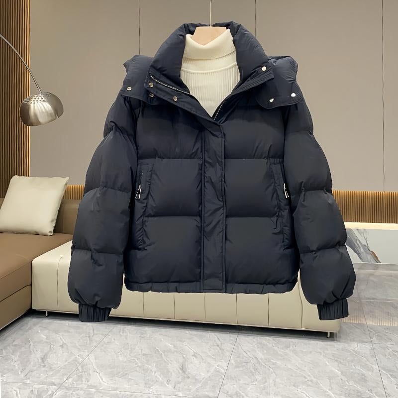 High Neck Hooded Puffer Jacket for Women