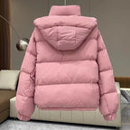 High Neck Hooded Puffer Jacket for Women