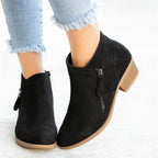 Ankle Boots for Women with Block Heel and Side Zip Closure