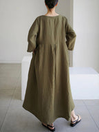 Linen Long Dress for Women - Lightweight Breathable Fabric with Elegant Minimalist Design