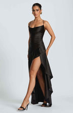 Elegant Maxi Dress with Ruffled Hem