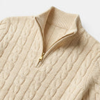 Men’s Cable Knit Quarter Zip Sweater Cotton Blend Pullover SnugBubs Australia