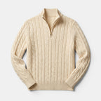 Men’s Cable Knit Quarter Zip Sweater Cotton Blend Pullover SnugBubs Australia