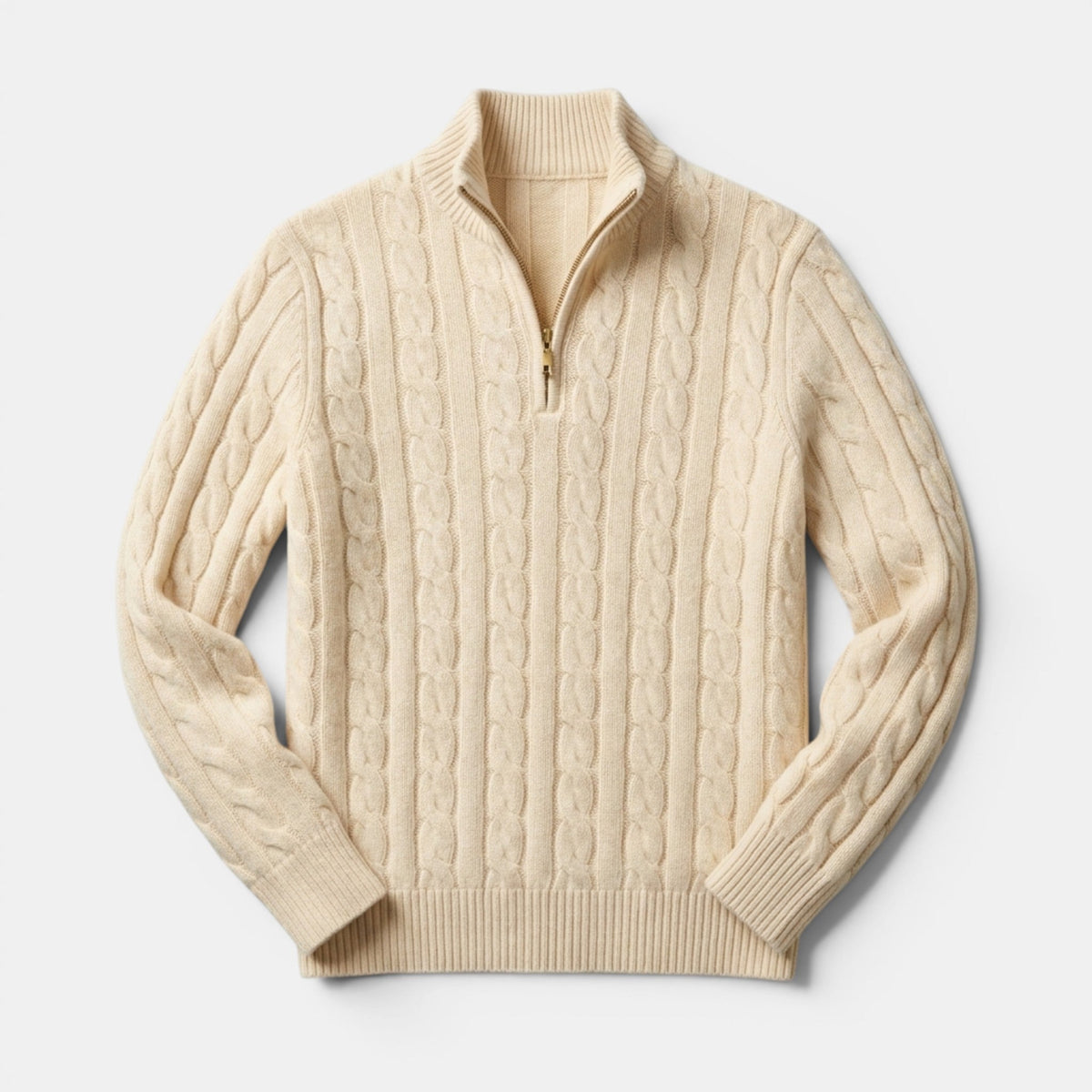 Men’s Cable Knit Quarter Zip Sweater Cotton Blend Pullover SnugBubs Australia