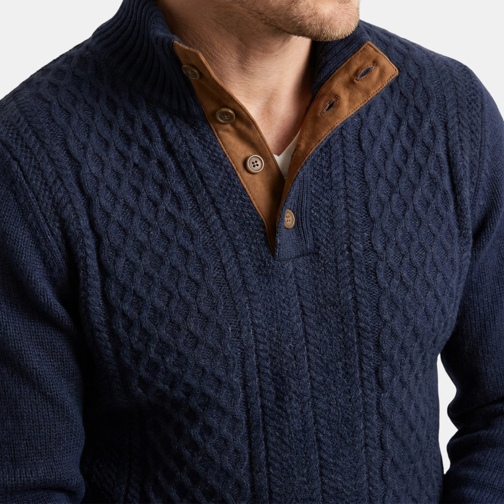 Men’s Cable Knit Sweater with Stand Collar Winter Pullover SnugBubs Australia