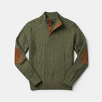 Men’s Cable Knit Sweater with Stand Collar Winter Pullover SnugBubs Australia