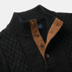 Men’s Cable Knit Sweater with Stand Collar Winter Pullover SnugBubs Australia