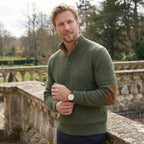 Men’s Cable Knit Sweater with Stand Collar Winter Pullover SnugBubs Australia