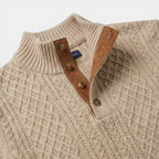 Men’s Cable Knit Sweater with Stand Collar Winter Pullover SnugBubs Australia