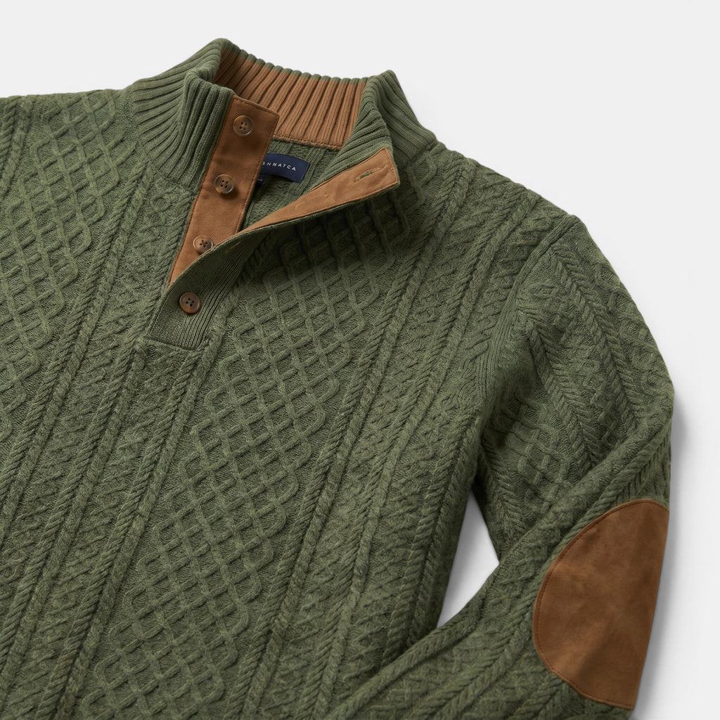 Men’s Cable Knit Sweater with Stand Collar Winter Pullover SnugBubs Australia