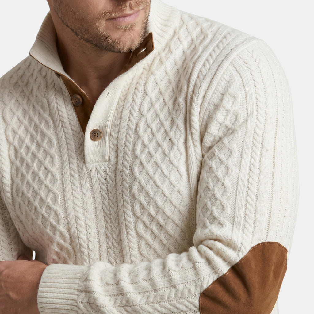 Men’s Cable Knit Sweater with Stand Collar Winter Pullover SnugBubs Australia