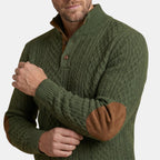 Men’s Cable Knit Sweater with Stand Collar Winter Pullover SnugBubs Australia