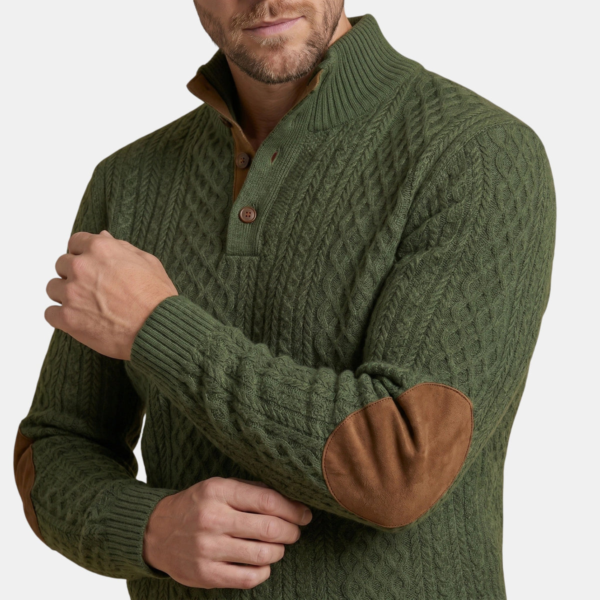 Men’s Cable Knit Sweater with Stand Collar Winter Pullover SnugBubs Australia