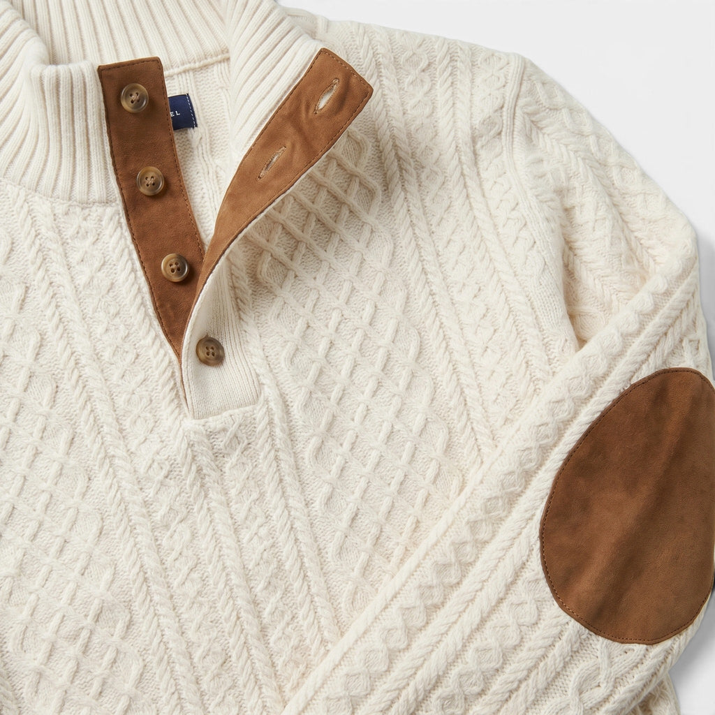 Men’s Cable Knit Sweater with Stand Collar Winter Pullover SnugBubs Australia