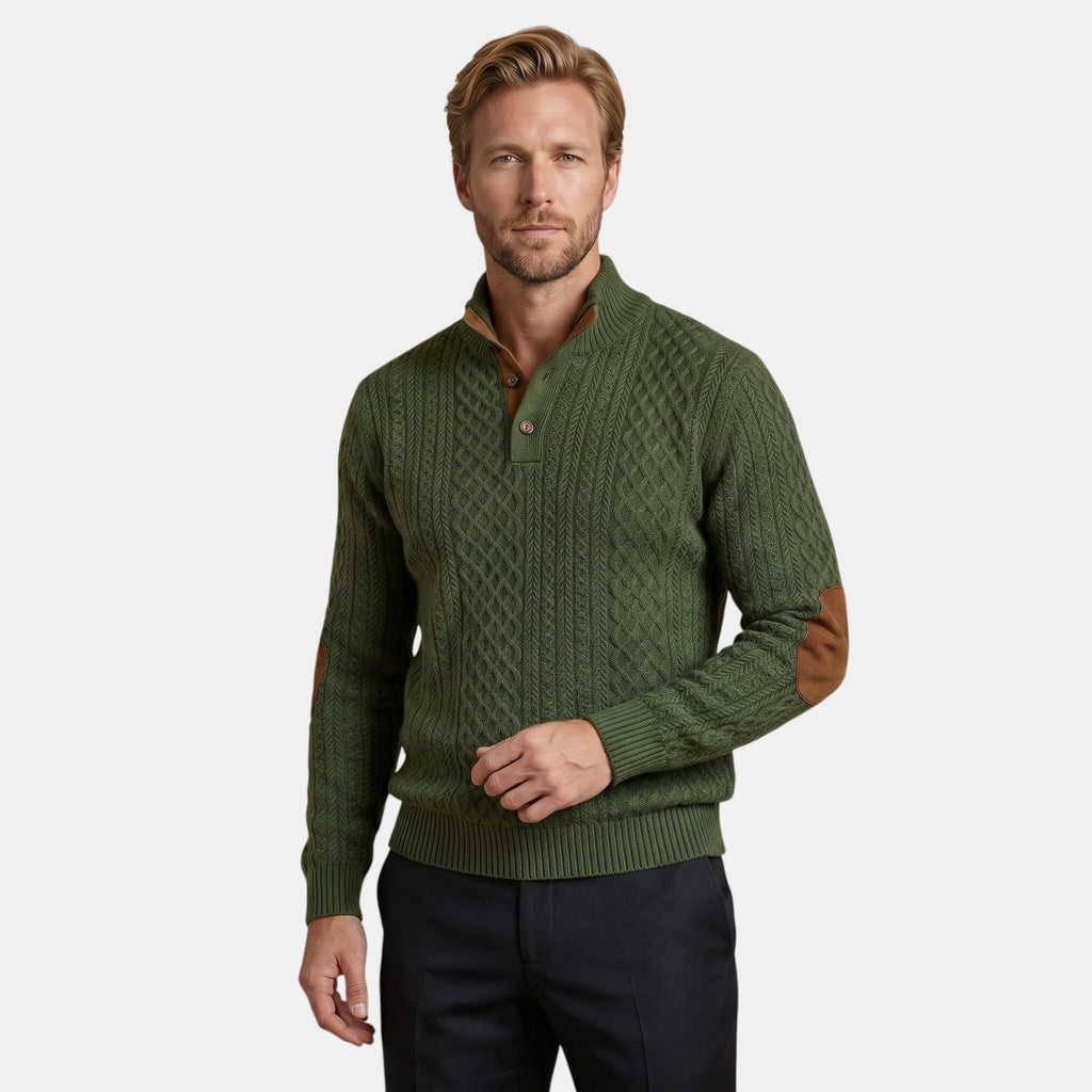 Men’s Cable Knit Sweater with Stand Collar Winter Pullover SnugBubs Australia
