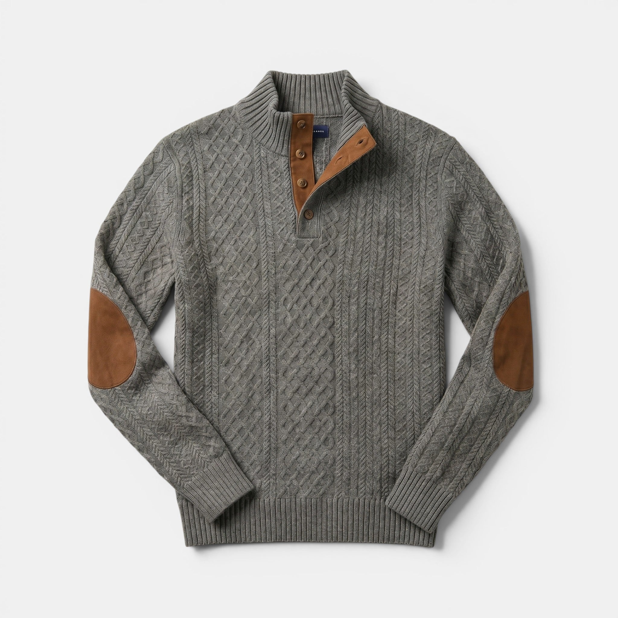 Men’s Cable Knit Sweater with Stand Collar Winter Pullover SnugBubs Australia