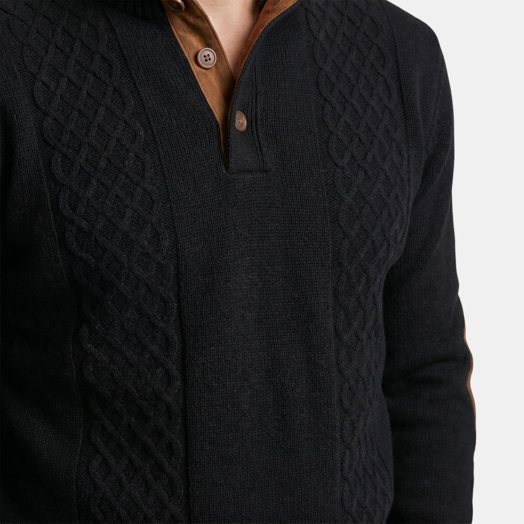 Men’s Cable Knit Sweater with Stand Collar Winter Pullover SnugBubs Australia